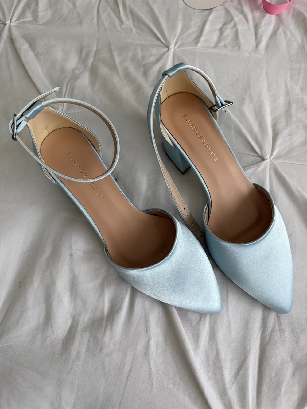 Eleanor Louise Pale Blue Pointed-Toe Ankle-Strap Heels *never worn*